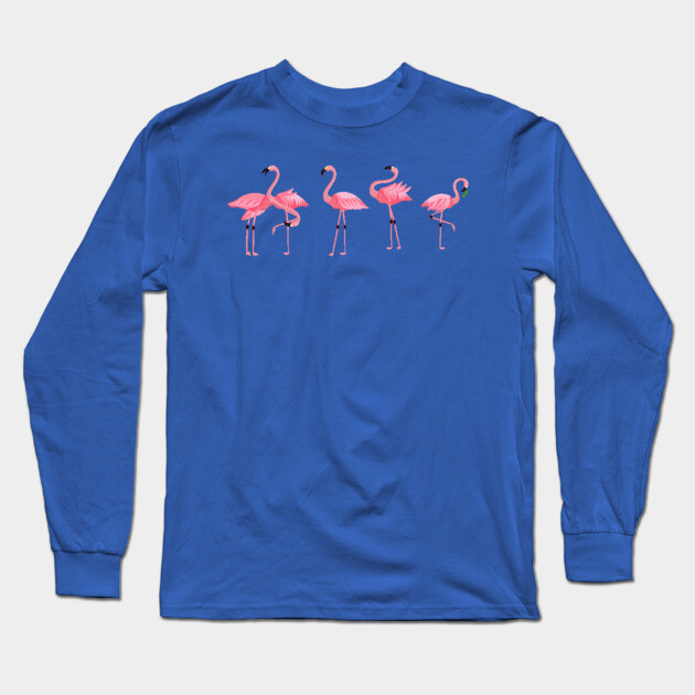 Flamingo Flock Long Sleeve T-Shirt by logiamerch
