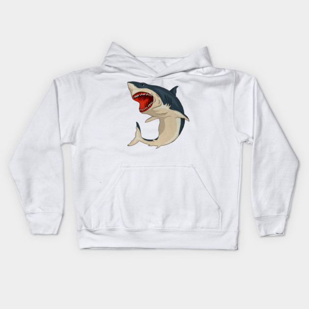 Great White Shark Kids Hoodie by logiamerch