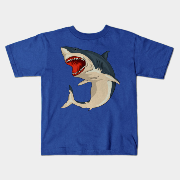 Great White Shark Kids T-Shirt by logiamerch