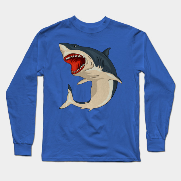 Great White Shark Long Sleeve T-Shirt by logiamerch