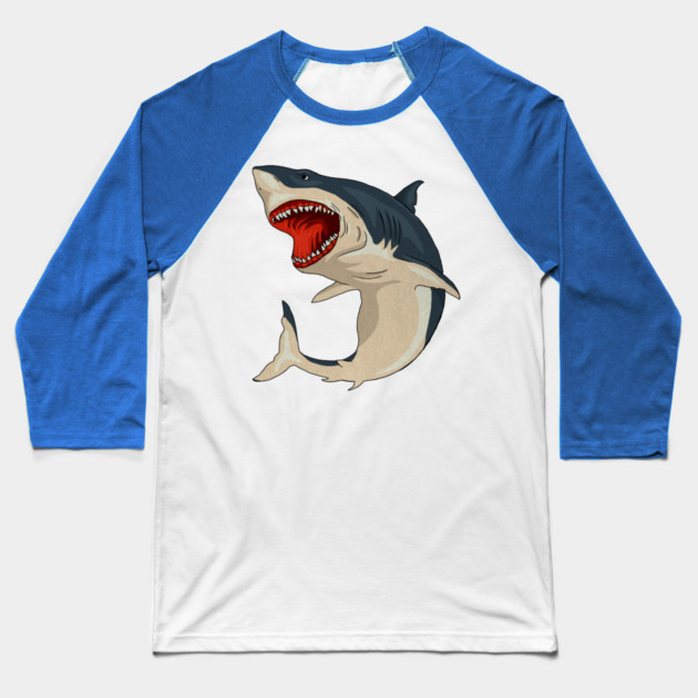 Great White Shark Baseball T-Shirt by logiamerch