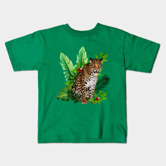 Leopard Tropical Kids T-Shirt by logiamerch