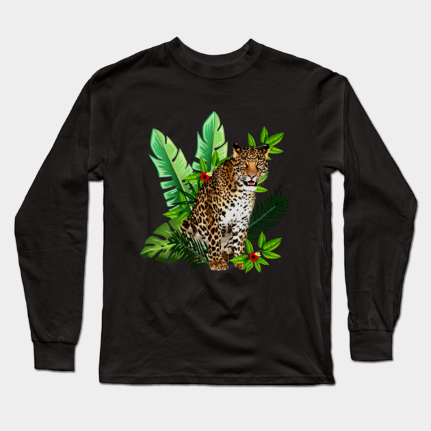Leopard Tropical Long Sleeve T-Shirt by logiamerch