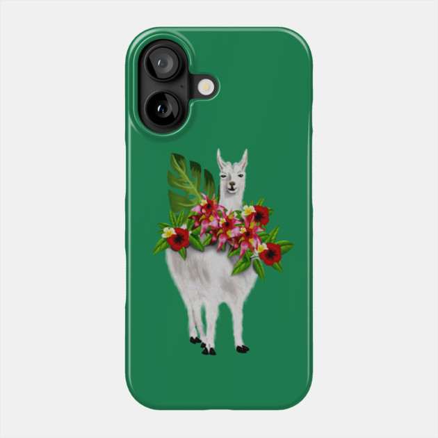 Llama Tropical Floral Phone Case by logiamerch