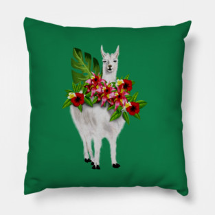Llama Tropical Floral Pillow