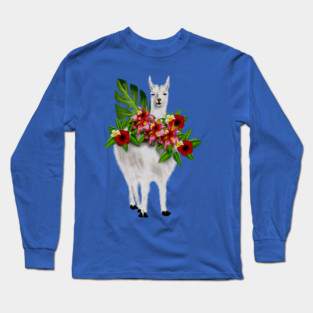 Llama Tropical Floral Long Sleeve T-Shirt