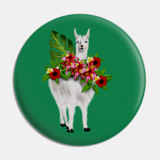 Llama Tropical Floral Pin