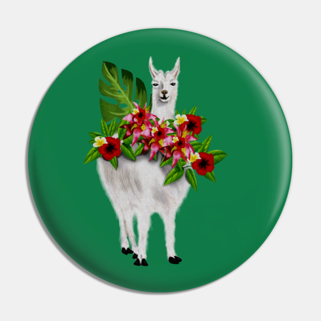 Llama Tropical Floral Pin by logiamerch