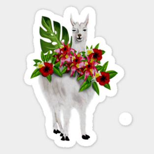 Llama Tropical Floral Sticker