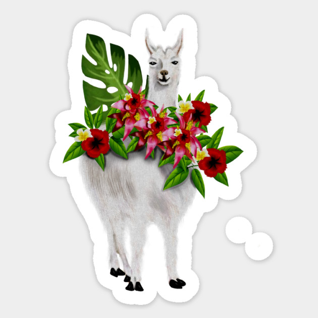 Llama Tropical Floral Sticker by logiamerch