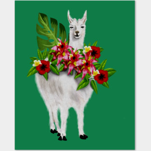 Llama Tropical Floral Posters and Art