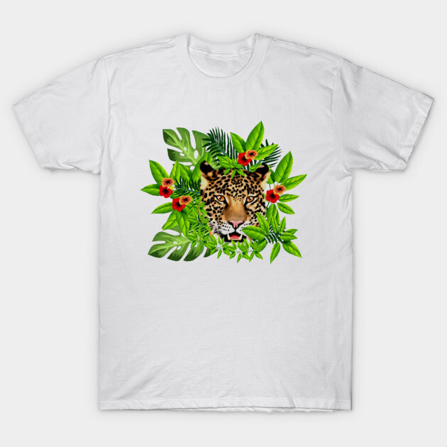 Leopard Face Tropical T-Shirt by logiamerch