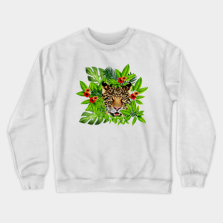 Leopard Face Tropical Crewneck Sweatshirt