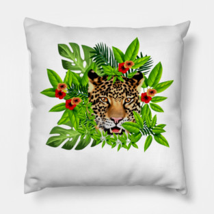 Leopard Face Tropical Pillow