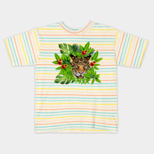 Leopard Face Tropical Kids T-Shirt