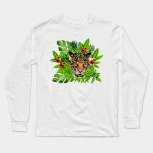 Leopard Face Tropical Long Sleeve T-Shirt