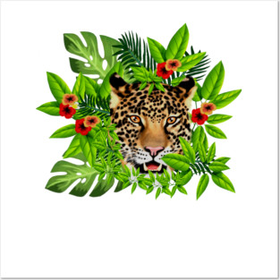 Leopard Face Tropical Posters and Art
