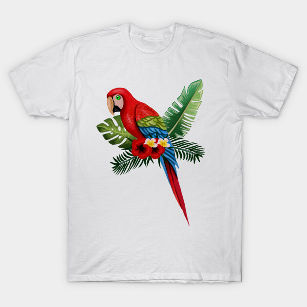 Parrot Floral Tropical T-Shirt by logiamerch
