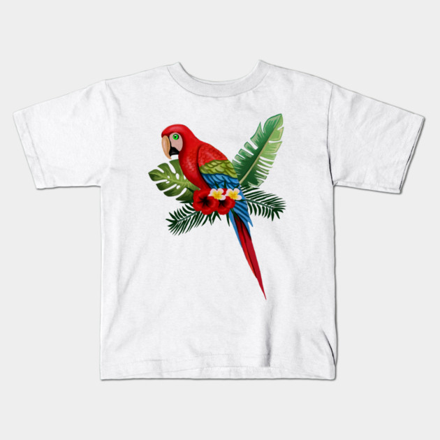 Parrot Floral Tropical Kids T-Shirt by logiamerch
