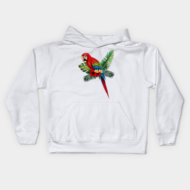 Parrot Floral Tropical Kids Hoodie by logiamerch