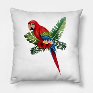 Parrot Floral Tropical Pillow