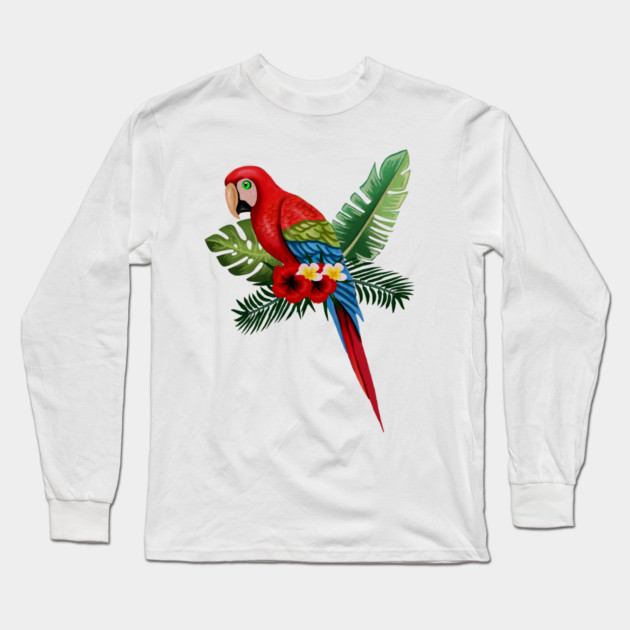Parrot Floral Tropical Long Sleeve T-Shirt by logiamerch