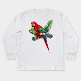 Parrot Floral Tropical Kids Long Sleeve T-Shirt