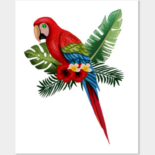 Parrot Floral Tropical Posters and Art