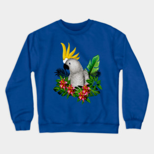Parrot Tropical Floral White Crewneck Sweatshirt