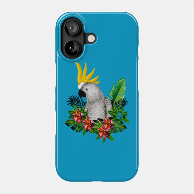 Parrot Tropical Floral White Phone Case by logiamerch
