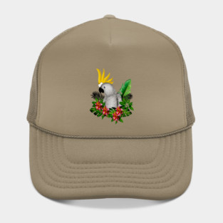 Parrot Tropical Floral White Hat