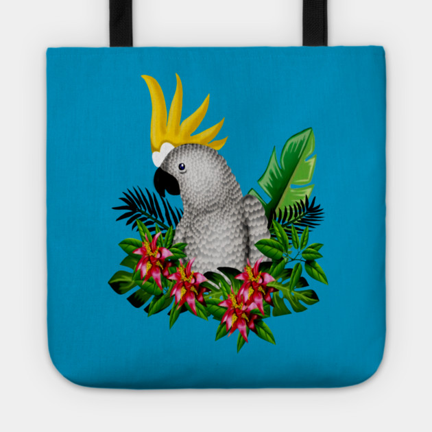 Parrot Tropical Floral White Tote by logiamerch