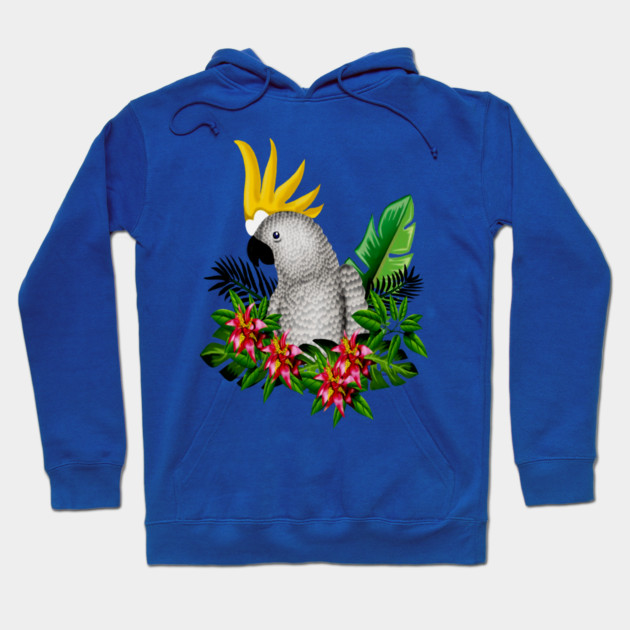 Parrot Tropical Floral White Hoodie by logiamerch