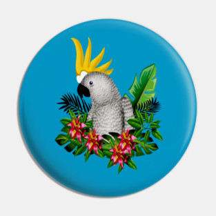 Parrot Tropical Floral White Pin