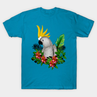 Parrot Tropical Floral White T-Shirt