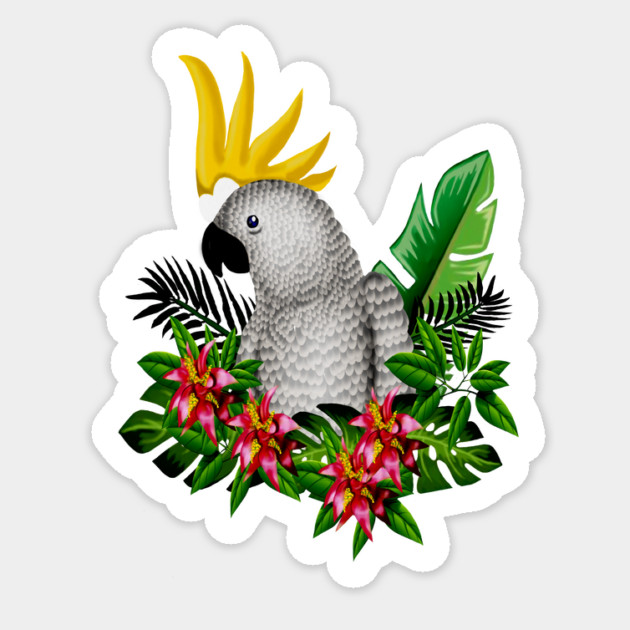Parrot Tropical Floral White Sticker by logiamerch