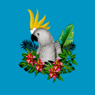 Parrot Tropical Floral White T-Shirt