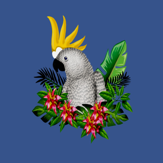 Parrot Tropical Floral White by logiamerch
