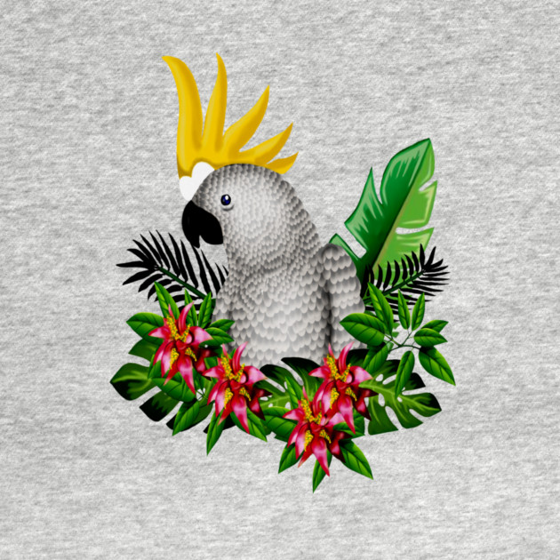 Parrot Tropical Floral White by logiamerch