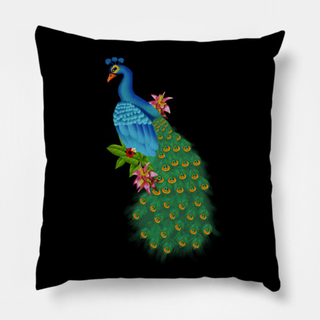 Peacock Tropical Pillow by logiamerch