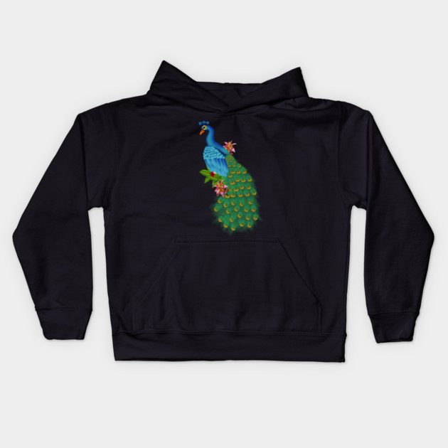 Peacock Tropical Kids Hoodie by logiamerch