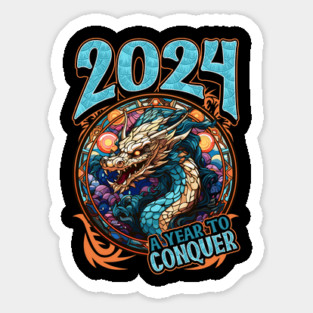 2024 A Year to Conquer Chinese New Year of The Dragon Magnet