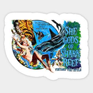 She Gods Of Shark Reef Tiki Vintage Style Magnet