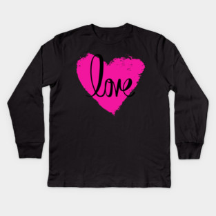 Hot Pink Heart Love, Valentine's Day, Romance, Romantic Kids Long Sleeve T-Shirt