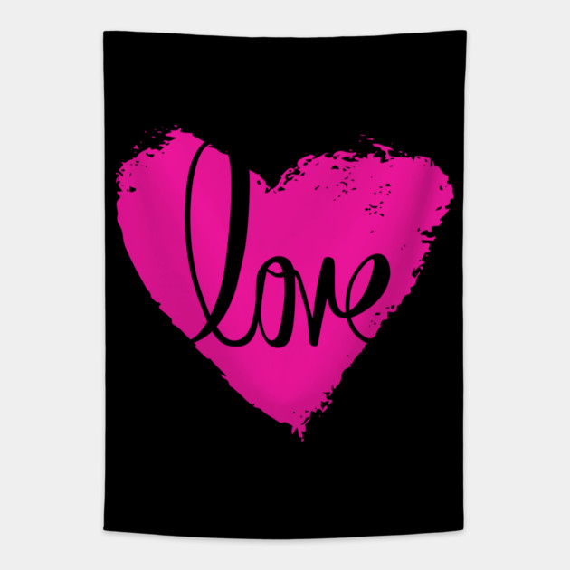 Hot Pink Heart Love, Valentine's Day, Romance, Romantic Tapestry by BirdsnStuff