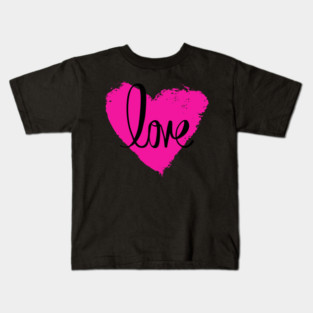 Hot Pink Heart Love, Valentine's Day, Romance, Romantic Kids T-Shirt