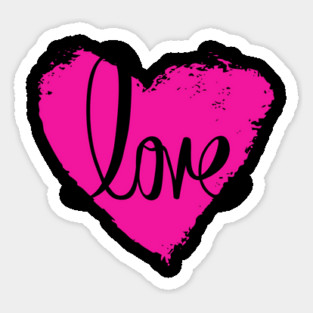 Hot Pink Heart Love, Valentine's Day, Romance, Romantic Sticker