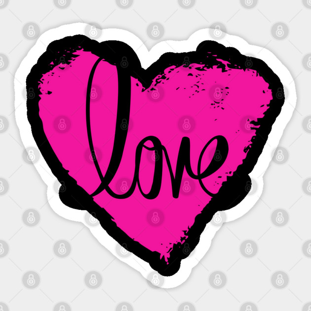Hot Pink Heart Love, Valentine's Day, Romance, Romantic Sticker by BirdsnStuff