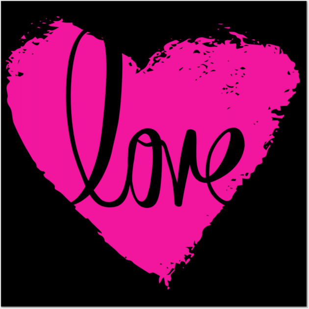 Hot Pink Heart Love, Valentine's Day, Romance, Romantic Wall Art by BirdsnStuff