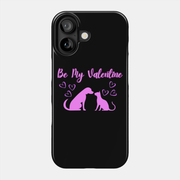 Be My Valentine, Romance, Romantic Puppy and Kitty Valentine Phone Case by BirdsnStuff